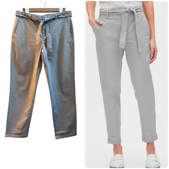 Banana Republic Factory Women’s Grey Chino Self Tie Waist Pocket Pant Size 6R - Picture 10 of 10